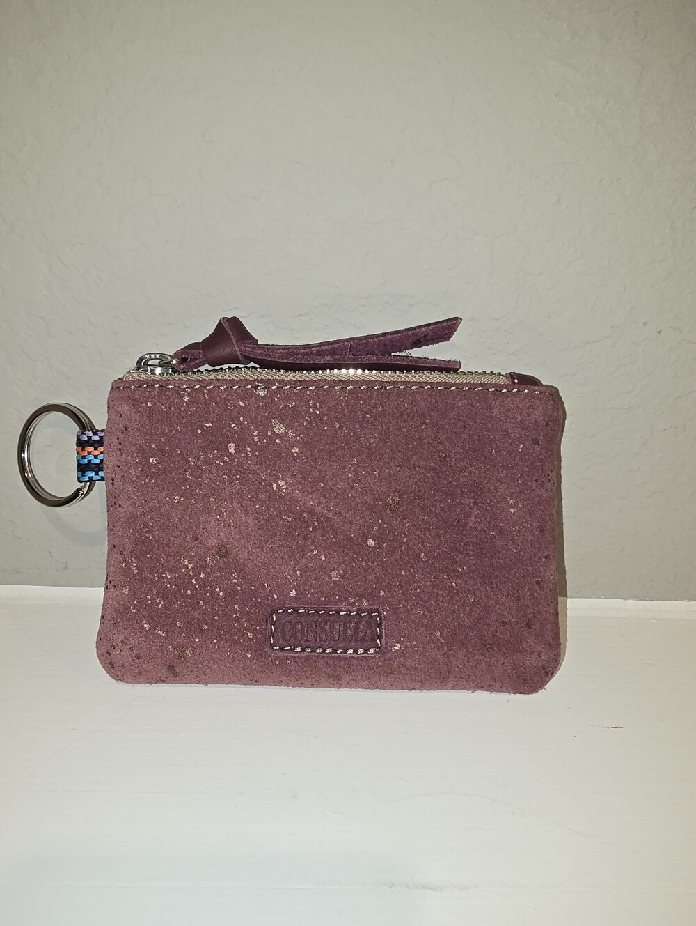 Consuela Suede Coin Pouch with Keychain Ring